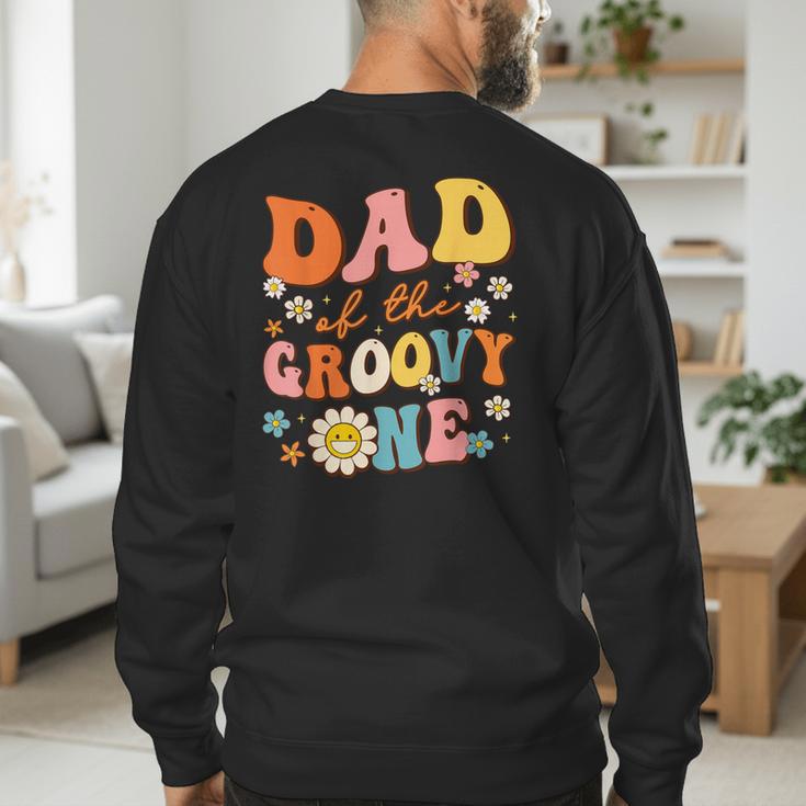 Dad Of The Groovy One 1st Birthday Pregnancy Announcement Men's Sweatshirt Back Print
