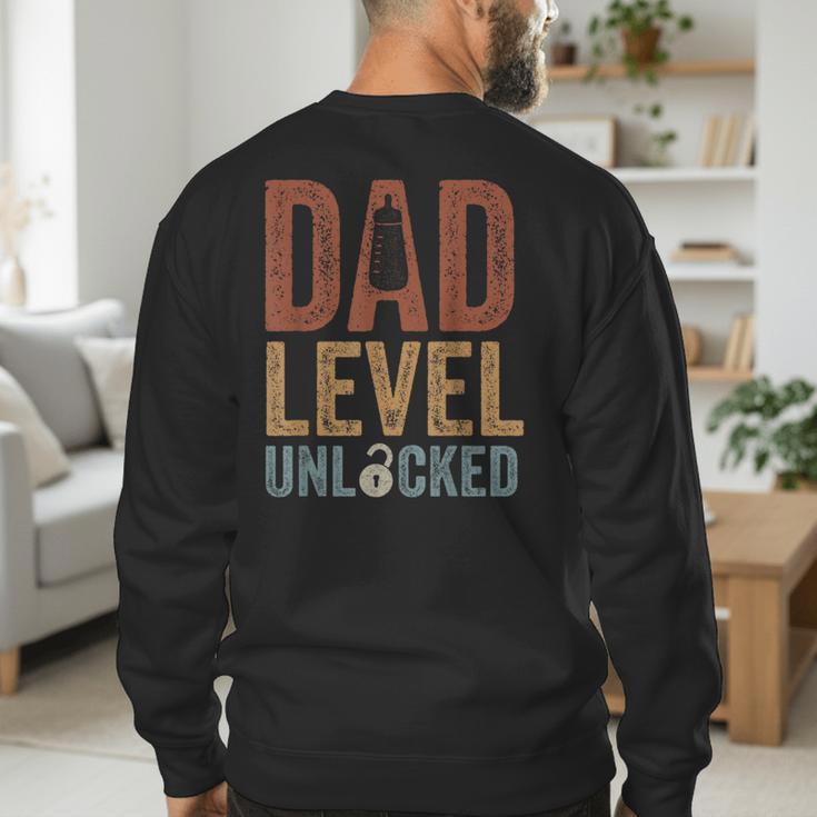 Dad Level Unlocked Father To Be New Daddy Men's Sweatshirt Back Print