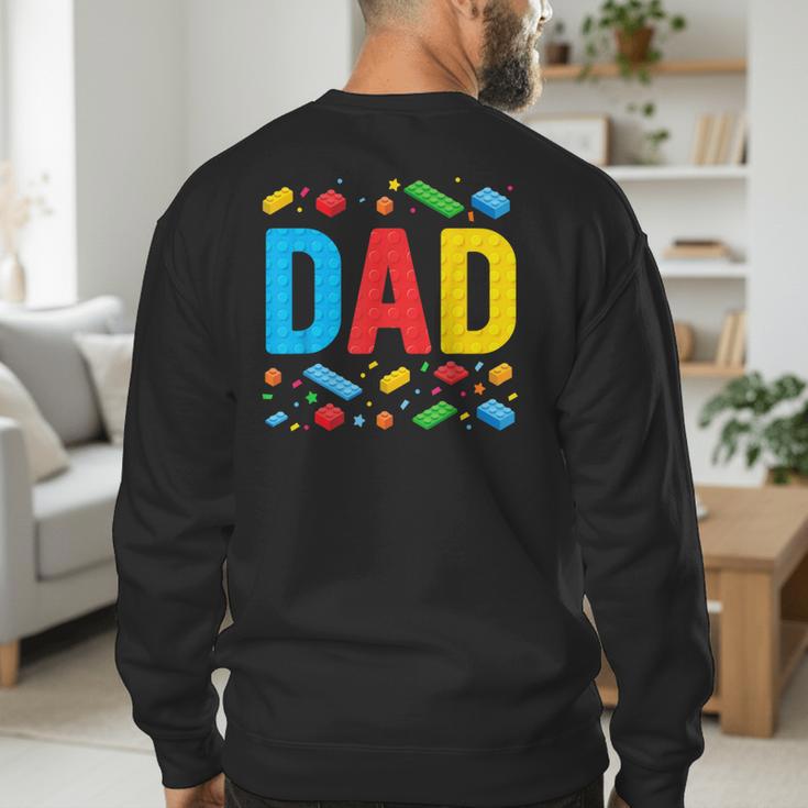 Dad Master Builder Building Bricks Blocks Family Fathers Day Men's Sweatshirt Back Print