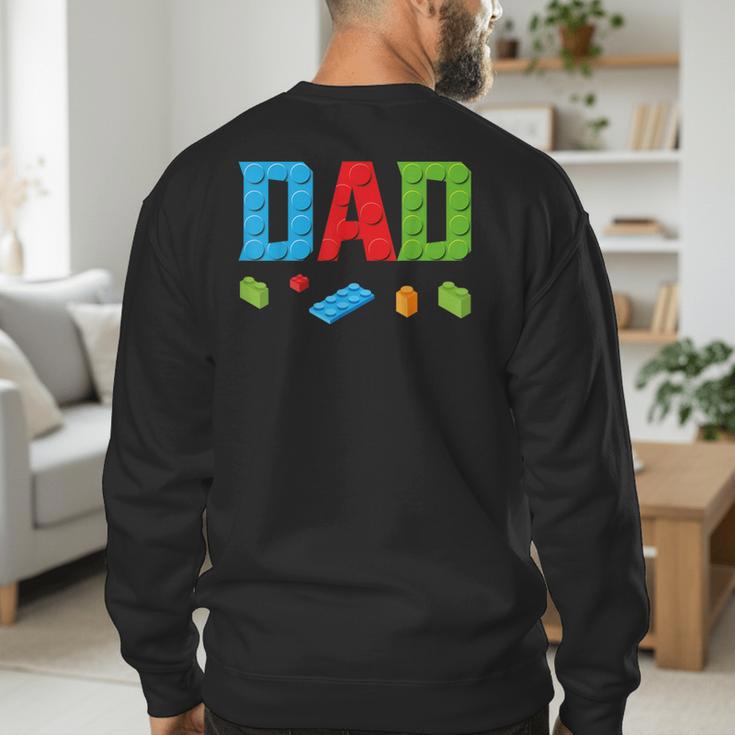 Dad Master Builder Building Bricks Blocks Family Set Parents Small Men's Sweatshirt Back Print