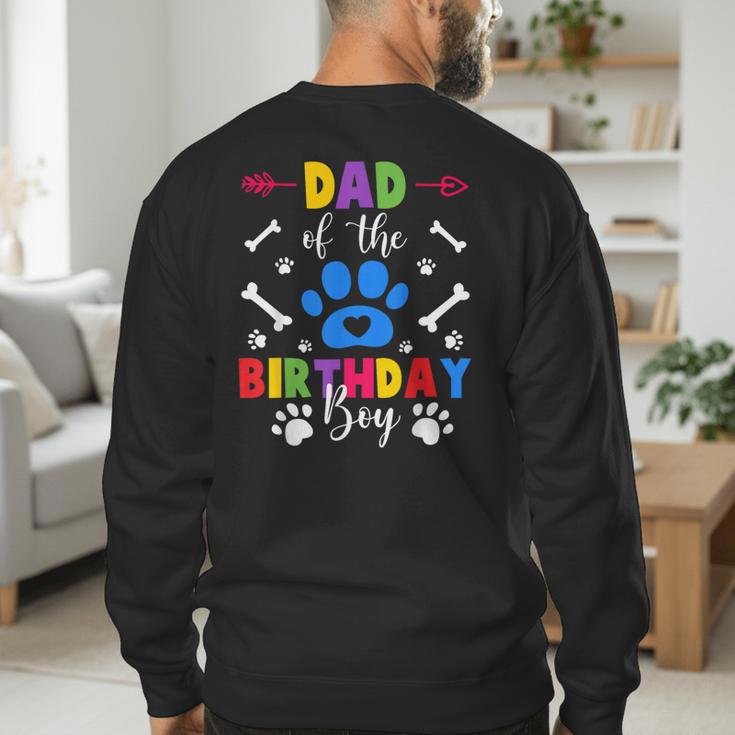 Dad And Mom Of The Birthday Boy Dog Paw Family Matching Men's Sweatshirt Back Print