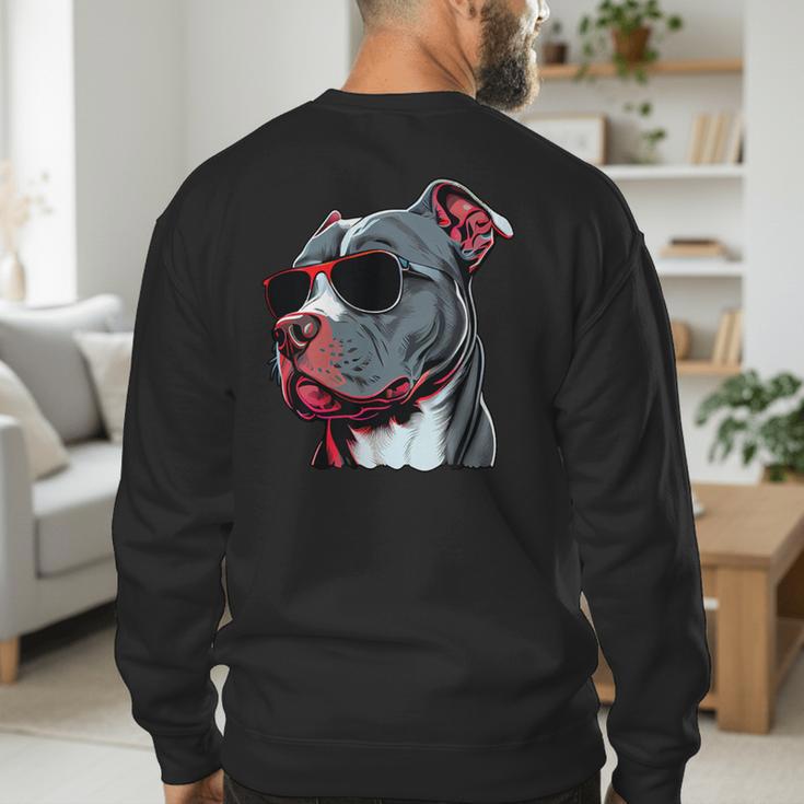 Dad Mom Cool Dog Sunglasses Pitbull Men's Sweatshirt Back Print
