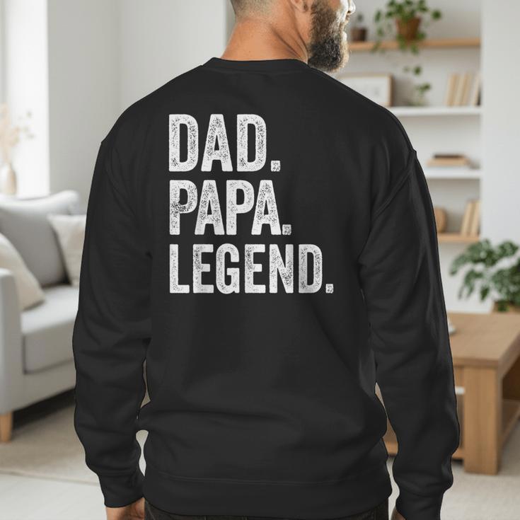 Dad Papa Legend Vintage Distressed Bold Papa Graphic Men's Sweatshirt Back Print