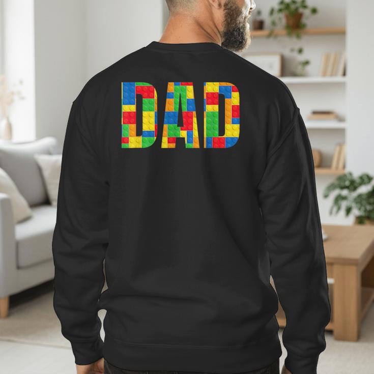 Dad Parent Brick Master Builder Building Blocks Set FamilyMen's Sweatshirt Back Print