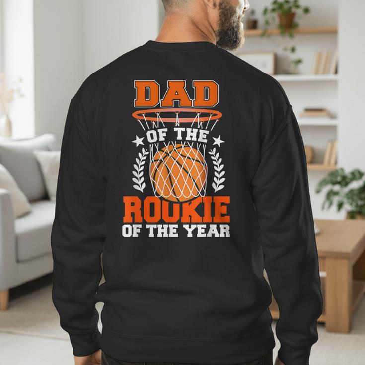 Dad Of Rookie 1st Basketball Bday Theme Matching Men's Sweatshirt Back Print