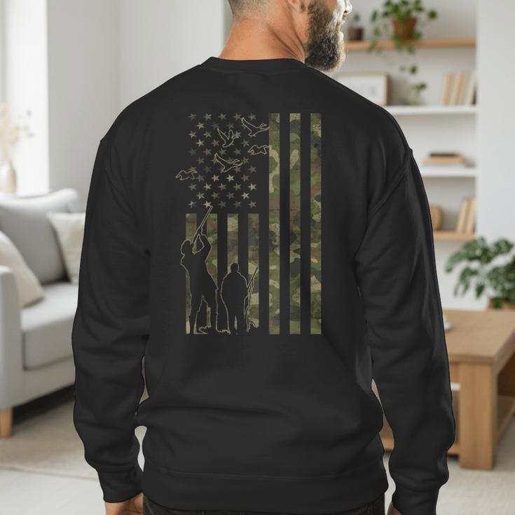 Dad And Son Duck Hunting Father And Son Matching Hunting Men's Sweatshirt Back Print