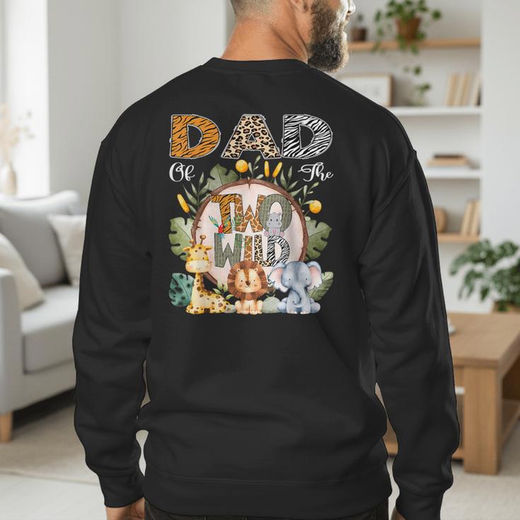 Dad Of The Two Wild Animal Safari 2Nd Birthday Party Men's Sweatshirt Back Print