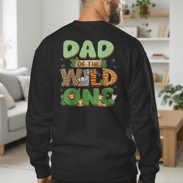 Dad Of The Wild One Birthday Family Matching Party Decor Men's Sweatshirt Back Print Dad Of The Wild One Birthday Family Matching Party Decor Men's Sweatshirt Back Print