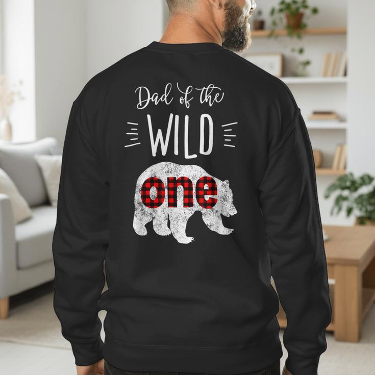 Dad Of The Wild One Shirt Bear Lumberjack 1st Birthday Tee Men's Sweatshirt Back Print