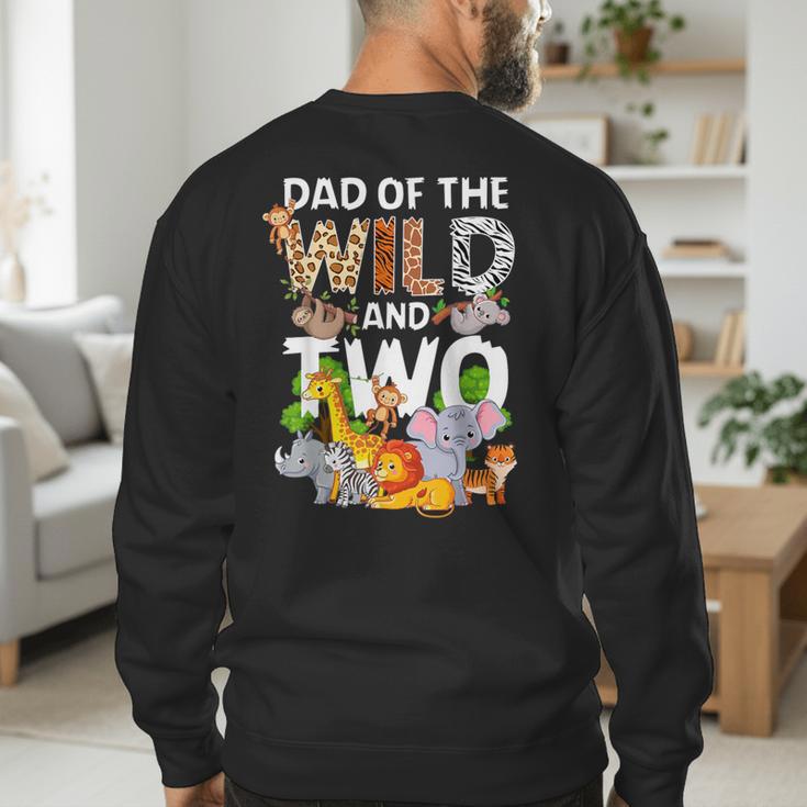 Dad Of The Wild Two Zoo 2nd Birthday Safari Jungle Animal Men's Sweatshirt Back Print