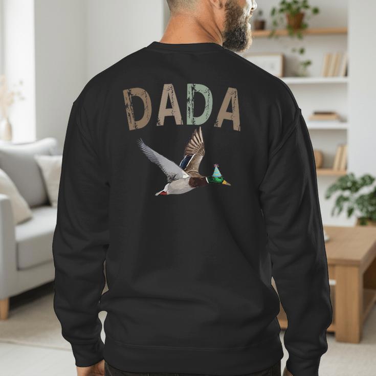 Dada Duck Hunting One Lucky Duck 1st Birthday Family Party Men's Sweatshirt Back Print