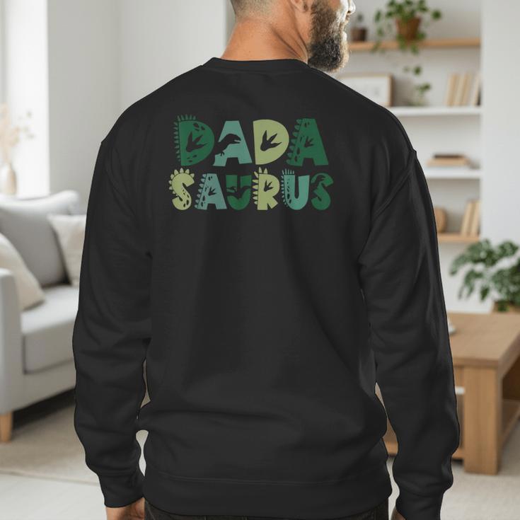 Dada Saurus Dad Dinosaur Three Rex Birthday Boy Girl Family Men's Sweatshirt Back Print