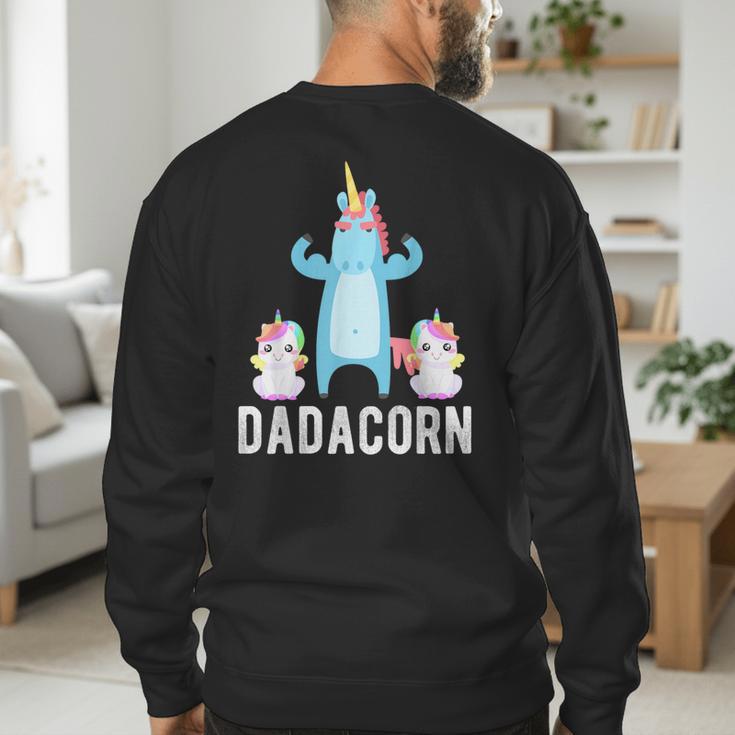 Dadacorn Unicorn Lover Tee For Papa Dad And Kid Men's Sweatshirt Back Print