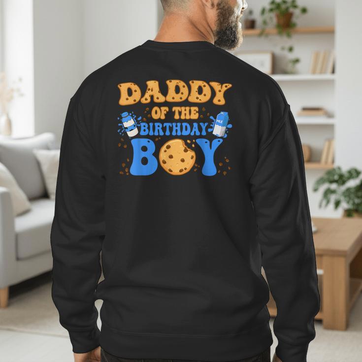 Daddy Of The Birthday Boy Milk And Cookies Lover Men's Sweatshirt Back Print