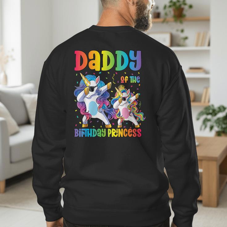 Daddy Of The Birthday Girl Dabbing Princess Unicorn Dad Men's Sweatshirt Back Print