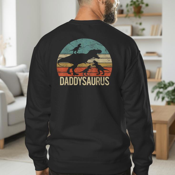 Daddy Dinosaur Daddysaurus 3 Three Kids Xmas Men's Sweatshirt Back Print