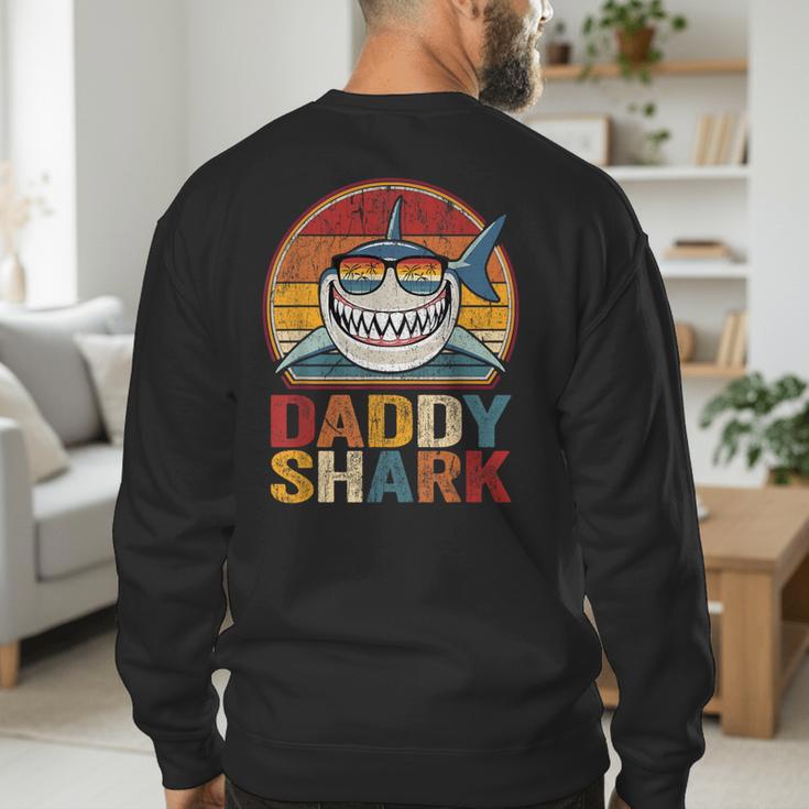 Daddy Shark Retro Shark Shirt Pajamas For Dad Dad Men's Sweatshirt Back Print