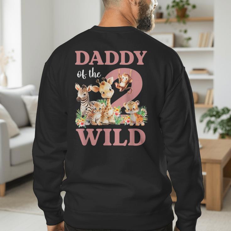 Daddy Of The Two Wild Zoo 2nd Birthday Safari Jungle Animal Men's Sweatshirt Back Print