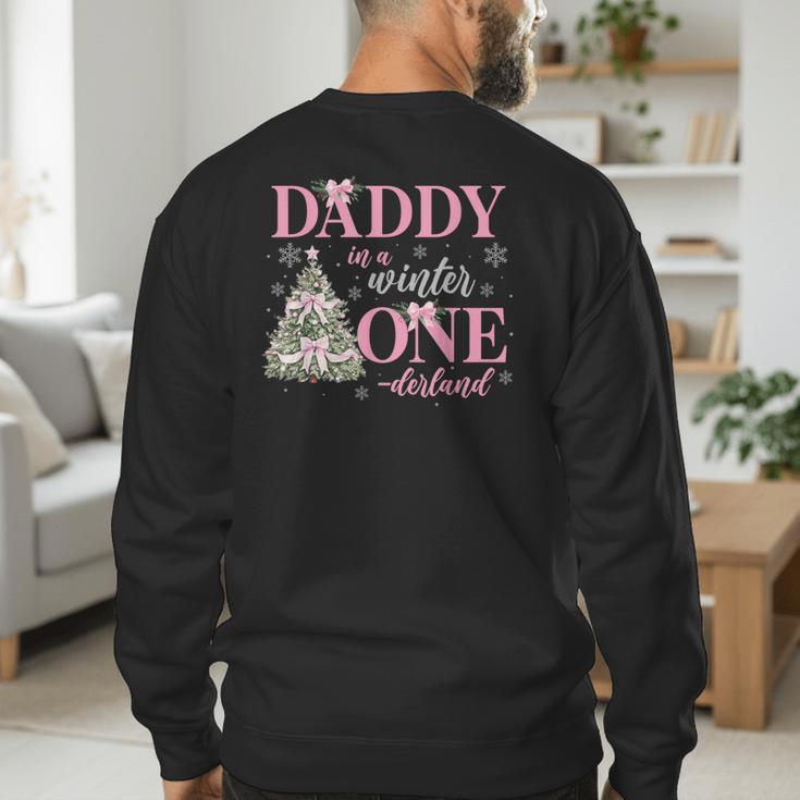 Daddy In a Winter Onederland Birthday Girl Christmas Tree Men's Sweatshirt Back Print
