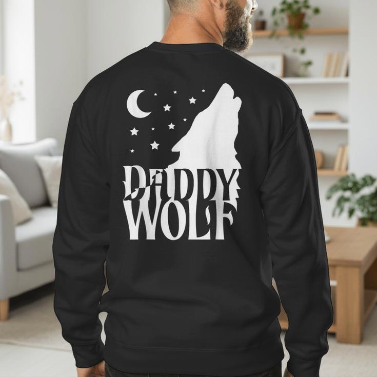 Daddy Wolf Matching Family Tribe Wolves Moon Men's Sweatshirt Back Print