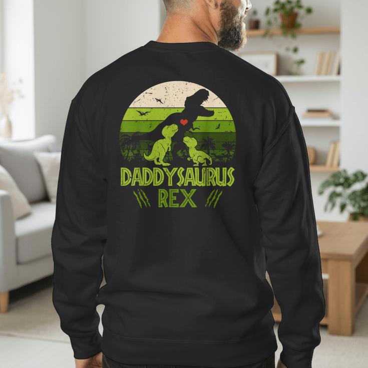 Daddysaurus Rex 2 Kids Sunset Tshirt For Fathers Day Men's Sweatshirt Back Print