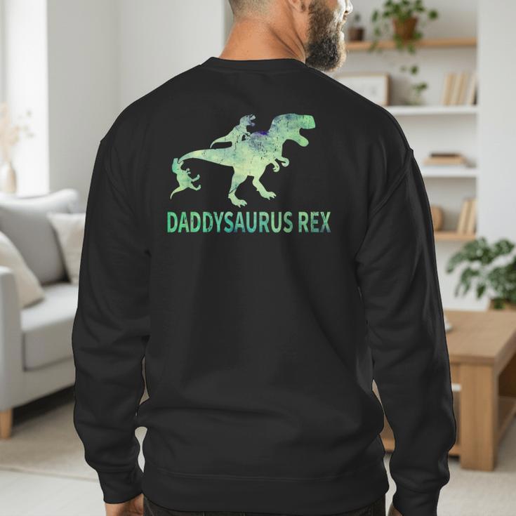 DaddysaurusRex Dinosaur Daddy Saurus Dad 2 Two Kids Dino Men's Sweatshirt Back Print
