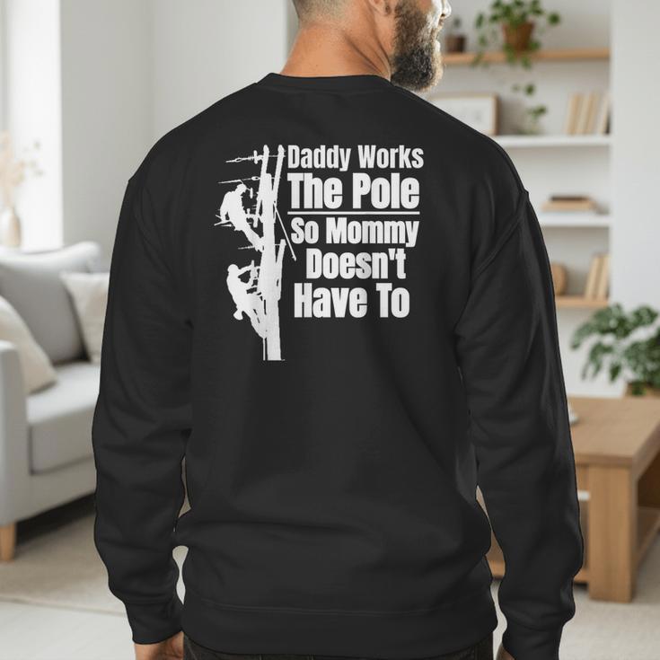 Dads Electrical Lineman Gear Husband & Lineman Wife Men's Sweatshirt Back Print