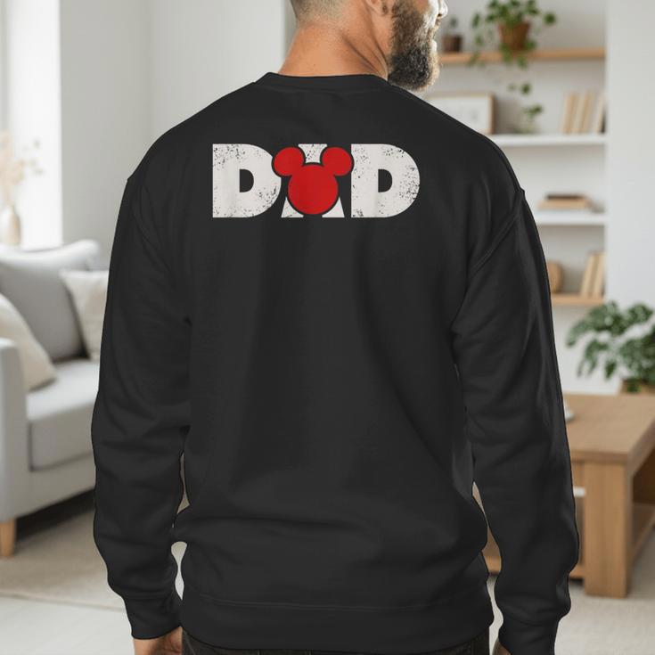 Disney Mickey And Friends Dad Mickey Distressed Text Logo Men's Sweatshirt Back Print