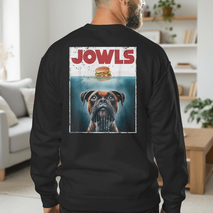 Drooling Boxer Jowls Fawn Dog Mom Dog Dad Burger Men's Sweatshirt Back Print