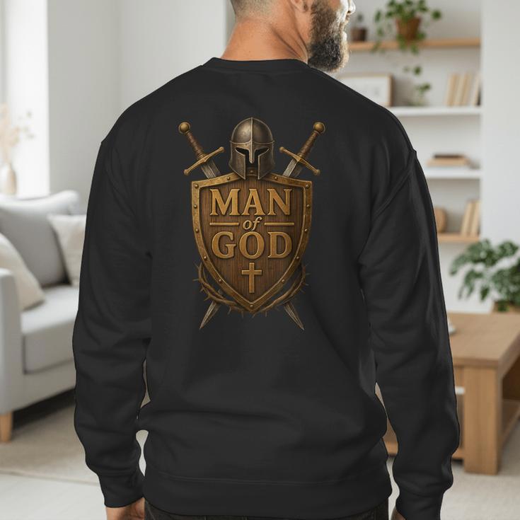 Faithful Warrior Man Of God Christian Men Knight Armor Dad Men's Sweatshirt Back Print Faithful Warrior Man Of God Christian Men Knight Armor Dad Men's Sweatshirt Back Print