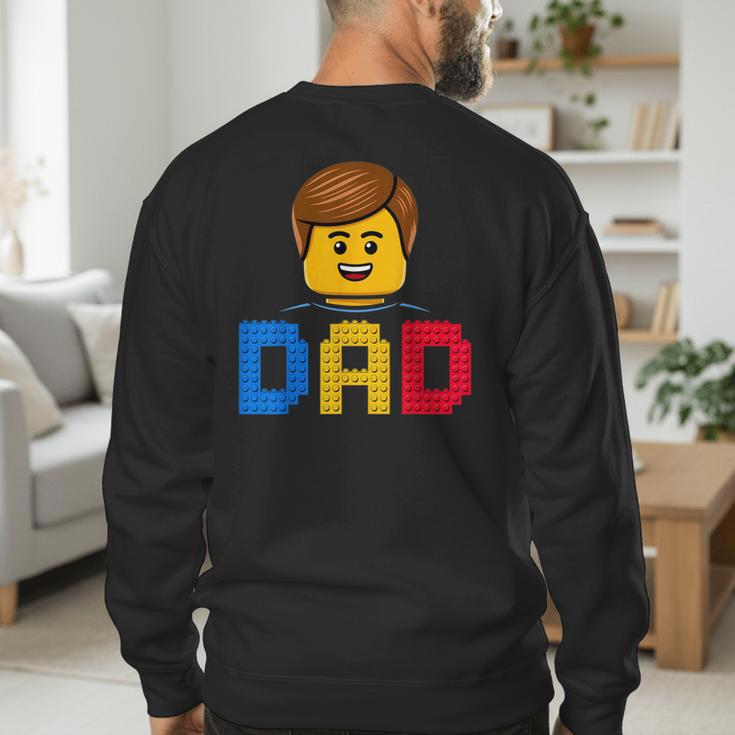 Family Dad Master Builder Building Bricks Blocks Fathers Day Men's Sweatshirt Back Print