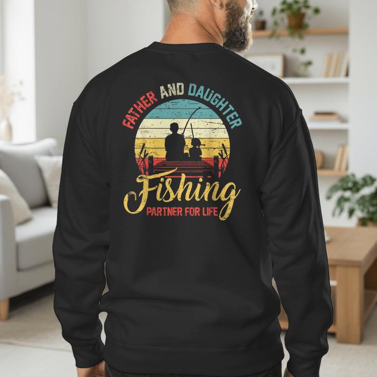 Father Daughter Fishing Partner For Life Retro Matching Dad Men's Sweatshirt Back Print