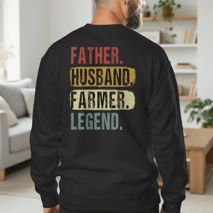 Father Husband Farmer Legend Vintage Dad Father's Day Men's Sweatshirt Back Print