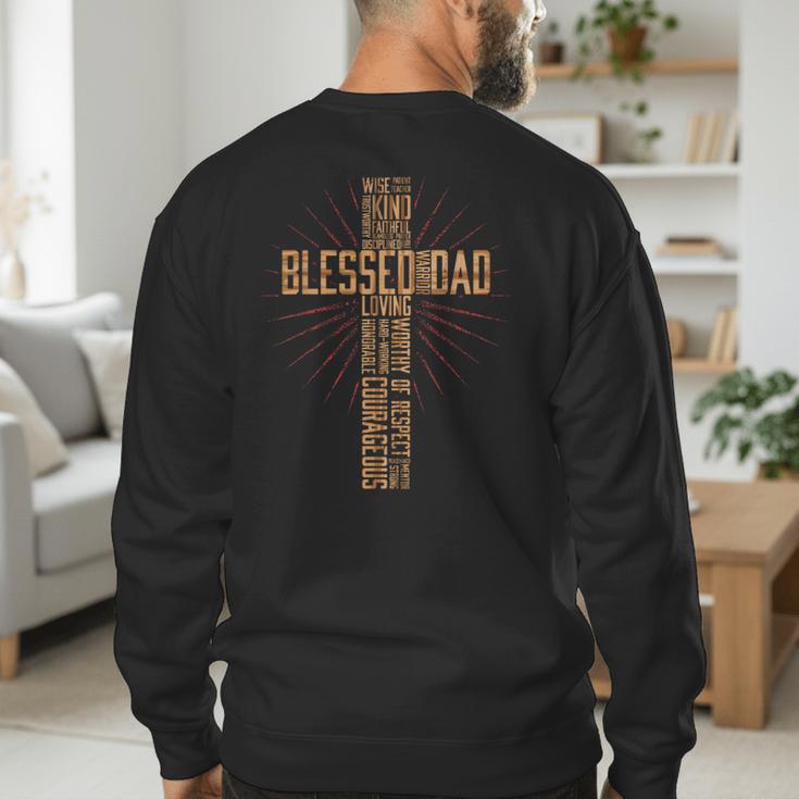 Father's Day Dad Husband Blessed Dad Christian Men's Sweatshirt Back Print