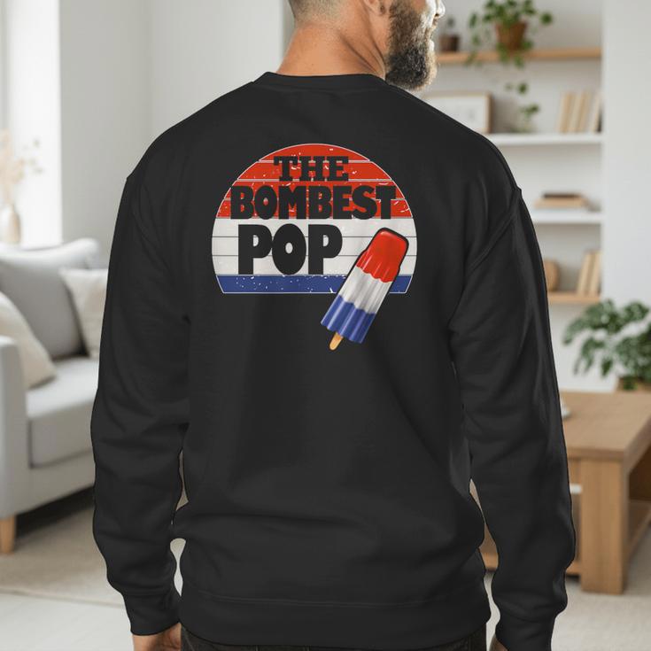 Fathers Day Shirt Cool Dad Bombest Pop Retro 80s Dad Men's Sweatshirt Back Print