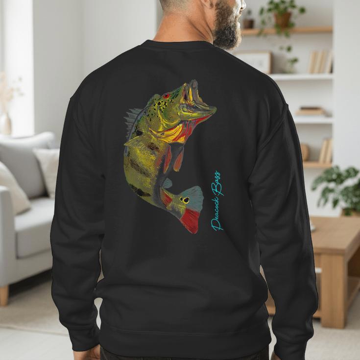 Fishing Shirts PEACOCK BASS Fishing Art Shirt For Dad Men's Sweatshirt Back Print
