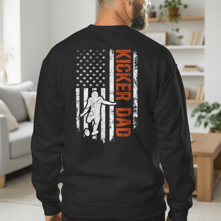 Football Kicker Dad Of A Football Kicker Father US Flag Men's Sweatshirt Back Print