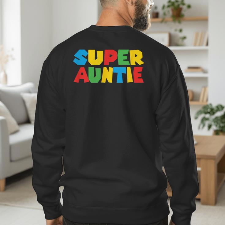 Gamer Aunt Super Auntie Gaming Matching Dad & Mom Kids Men's Sweatshirt Back Print