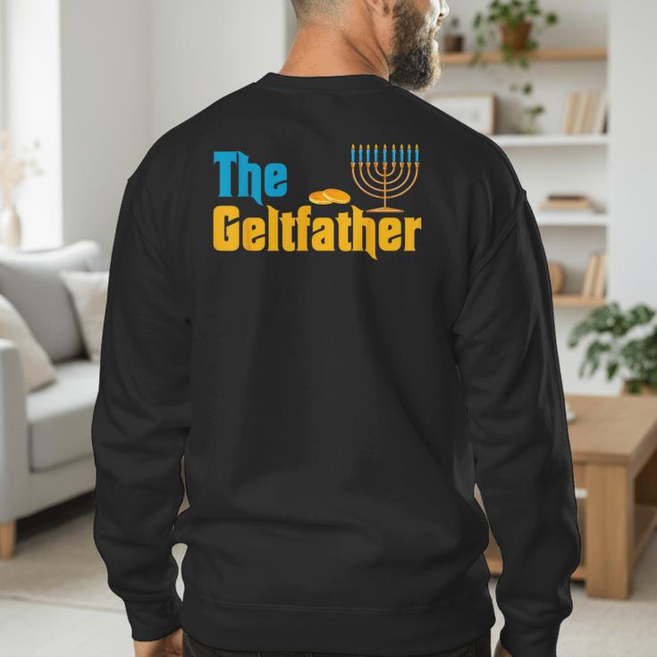 Gelt Father Hanukkah Menorah Jewish Dad Pajamas Men's Sweatshirt Back Print