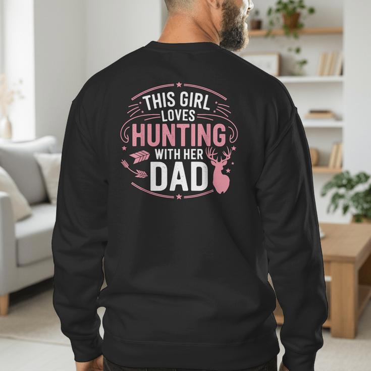 This Girl Loves Hunting With Her Dad Pink Deer Hunter Men's Sweatshirt Back Print