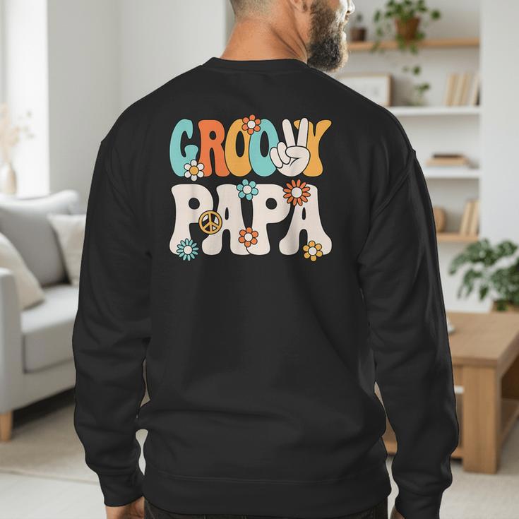 Groovy Papa Dad Retro Hippie 60s 70s Party Outfit Men Men's Sweatshirt Back Print