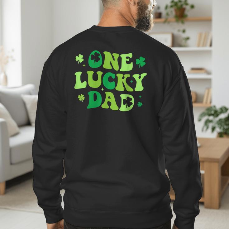 Groovy St Patrick's Day Apparel One Lucky Dad Shirt Small Modern Groovy St Patrick's Day Shirt Men's Sweatshirt Back Print