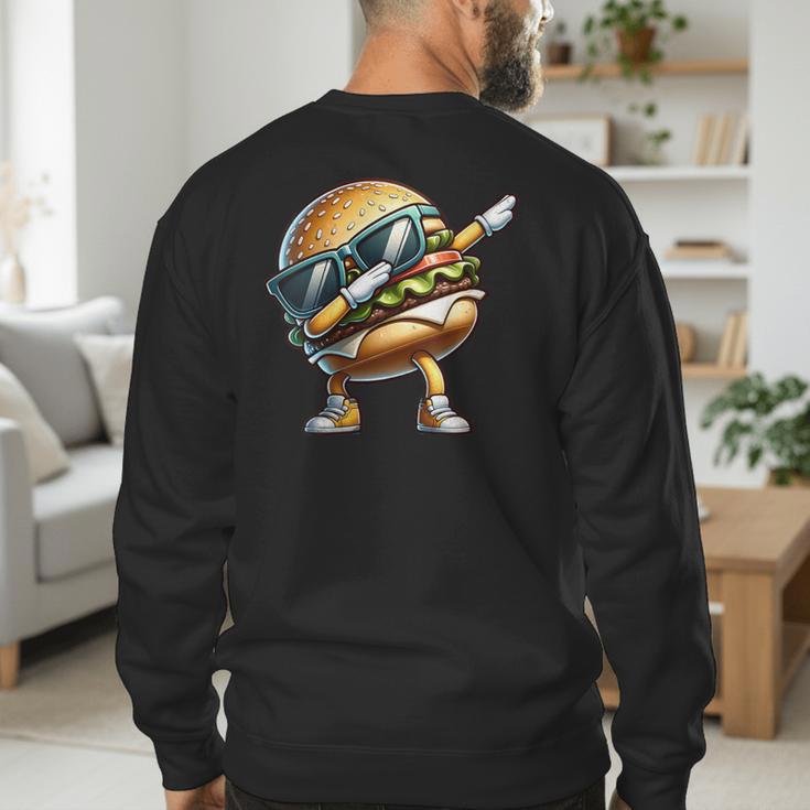 Hamburger Dabbing Kids Men Women Dab Dance Cheeseburgers Dad Men's Sweatshirt Back Print