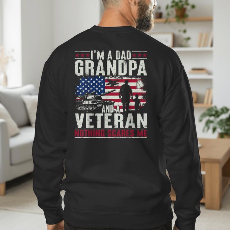 I'm A Dad Grandpa And Veteran Retro Papa Grandpa Men's Sweatshirt Back Print