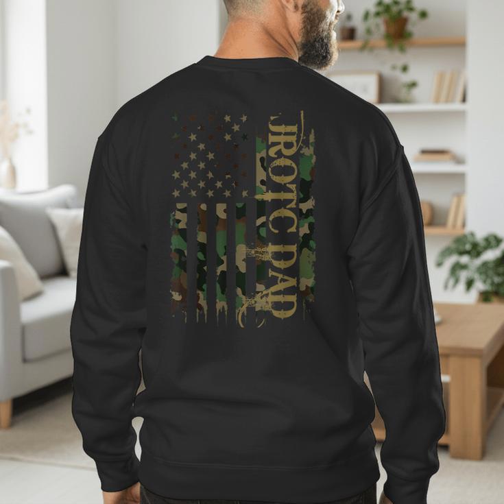JROTC Dad United States Distressed Camo w US Flag Men's Sweatshirt Back Print