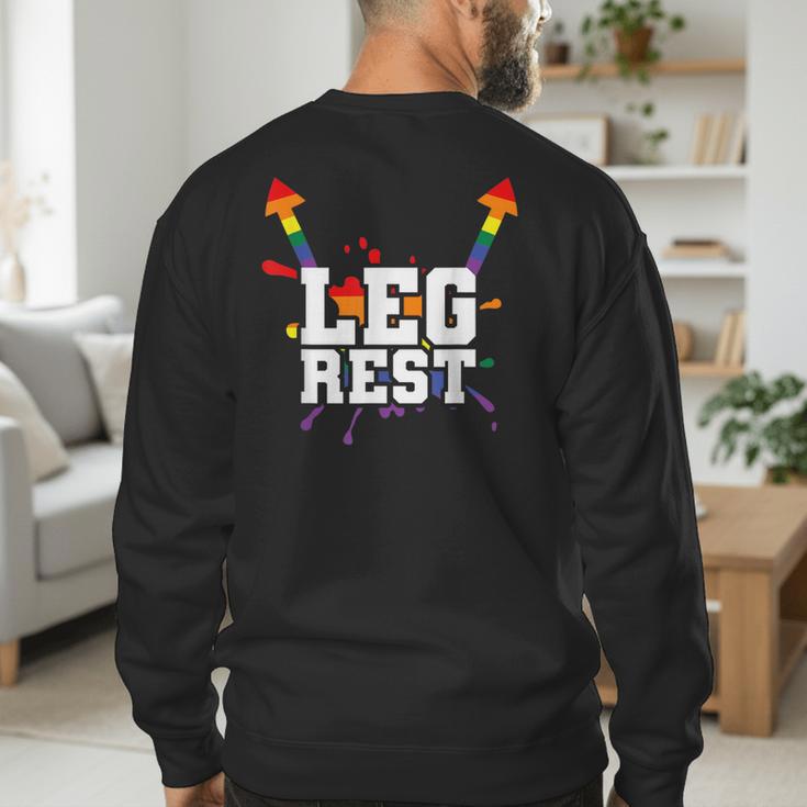 Leg Rest Naughty Dad Joke Vagitarian Lesbian Men's Sweatshirt Back Print