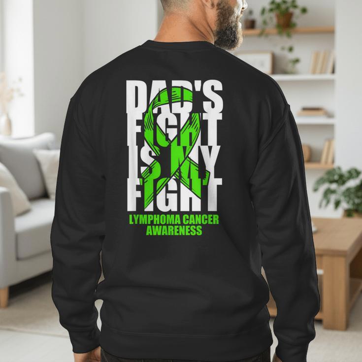 Lymphoma Cancer Awareness Lime Green Ribbon Dad's Fight Men's Sweatshirt Back Print