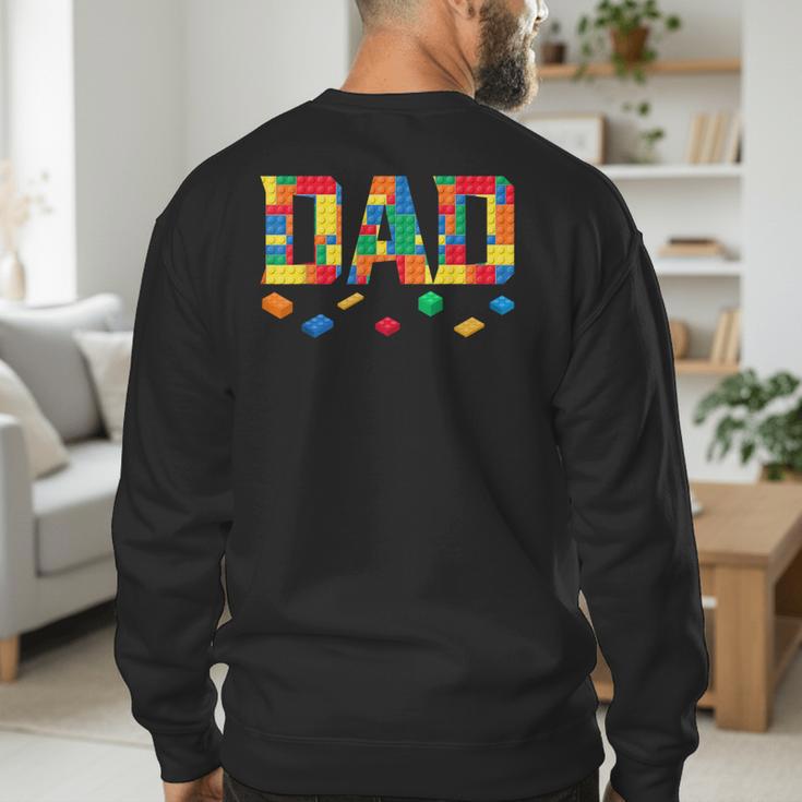 Master Builder Dad Birthday Boy Building Bricks Blocks Daddy Men's Sweatshirt Back Print