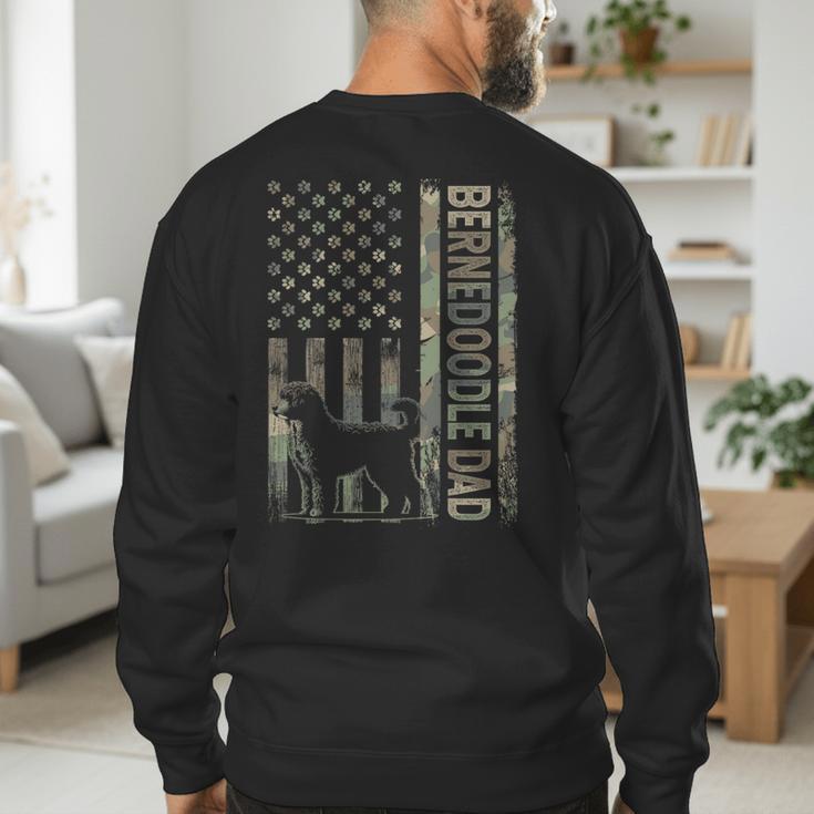 Mini Bernedoodle Dad Camo USA Flag DESIGN ON BACK Men's Sweatshirt Back Print