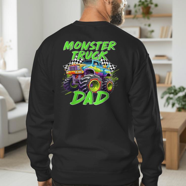 Monster Truck Dad Family Matching Birthday Party Fathers Day Men's Sweatshirt Back Print Monster Truck Dad Family Matching Birthday Party Fathers Day Men's Sweatshirt Back Print